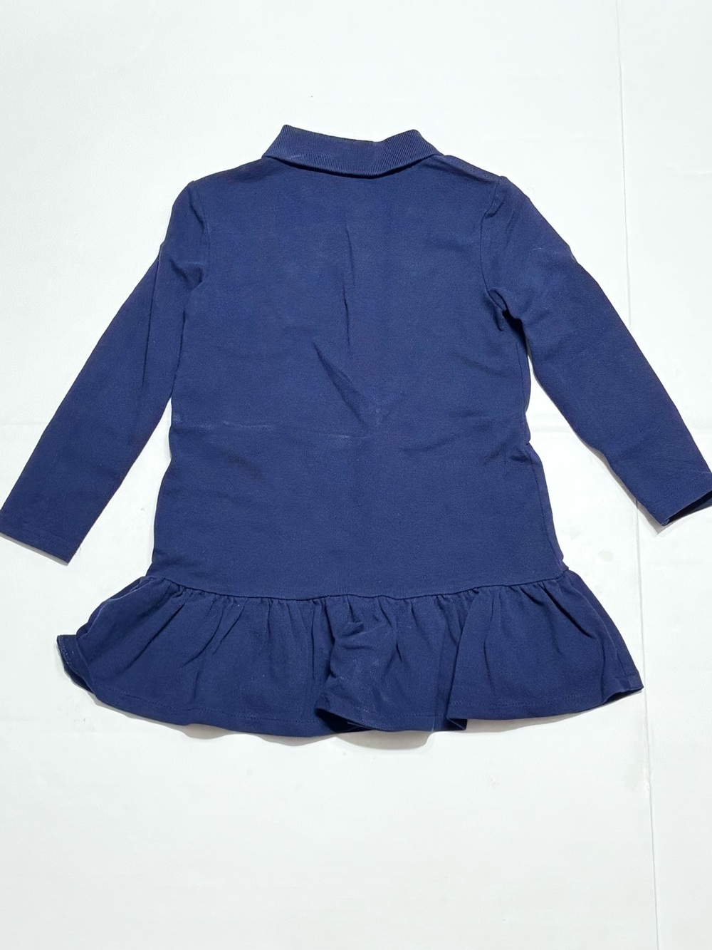 Ralph Lauren Navy Big Pony Long Sleeve Drop Waist Cotton Mesh Polo Dress Girl 3T - Picture 7 of 7